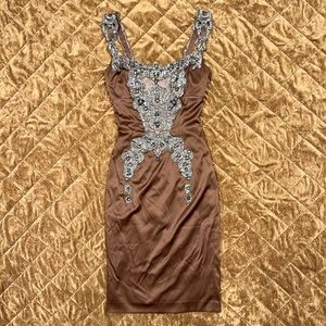 Luxurious rhinestone beading Mandalay dress